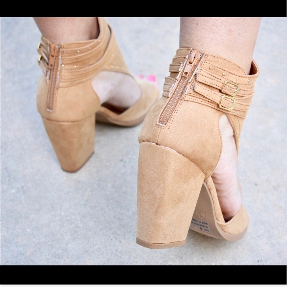 Tan Peep Toe Booties - Picture 4 of 4